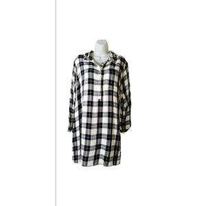 Old Navy Black White Plaid Tunic Top XL flannel
